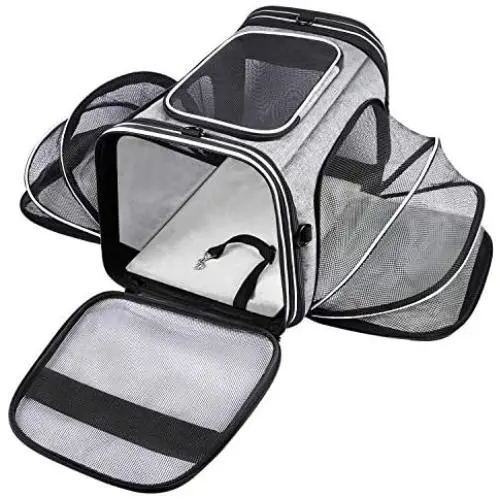 MASKEYON TSA Airline Approved Soft Sided Pet Carrier Top Loading 4 Side Expandable Large Travel Cats Carrier Collapsible with 3 Removable Washable Pads and 3 Pockets for Cats Kitten and Small Dogs MASKEYON TSA Airline Approved Soft Sided Pet Carrier Top Loading 4 Side Expandable Large Travel Cats Carrier Collapsible with 3 Removable Washable Pads and 3 Pockets for Cats Kitten and Small Dogs