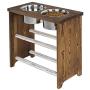 MyGift 15 Inch Tall Dark Brown Burnt Wood Large Pet Dog Raised Feeder Stand with 2 Stainless Steel Bowls