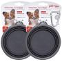 Prima Pets Collapsible Silicone Food & Water Travel Bowl with Clip for Dog and Cat, Small (1.5 Cups) & Large (5 Cups)