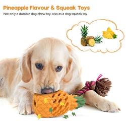 Growom Pineapple Dog Chew Toys for Aggressive Chewer Tough Indestructible Toys for Large Dogs Food Grade Puppy Toys Non-Toxic Rubber Teething Toy