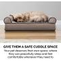 Furhaven Pet Dog Bed - Cooling Gel Memory Foam Faux Fleece and Chenille Soft Woven Traditional Sofa-Style Living Room Couch Pet Bed with Removable Cover for Dogs and Cats