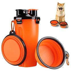 Lenlorry Dog Water Bottle Dog Travel Bowls Water Food Container with Dual Collapsible Dog Bowls Outdoor Pet Bowls for Dog Cat Puppy Kitten Rabbit Walking Hiking Traveling