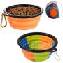 lesotc Collapsible Dog Bowl,2 Pack Silicone Fodable Water Food Bowls for Dogs Cats,Portable Expandable Pet Feeding Watering Cup Dish for Walking Parking Traveling with 2 Carabiners,BPA Free