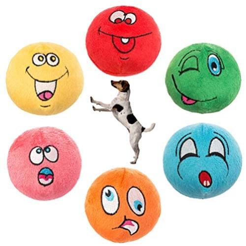 KOOLTAIL Dog Squeaky Toys Plush Balls 6 Pack - Small Dog Toys Cute Soft Interactive Chew Toy for Puppy Small Medium Dogs & Cats