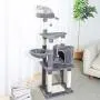 Xinyu 53 Inches Cat Tree Cat Condo with an Extra-Large Scratching Pad, Basket(Supported by Two Posts) Grey Xinyu 53 Inches Cat Tree Cat Condo with an Extra-Large Scratching Pad, Basket(Supported by Two Posts) Grey