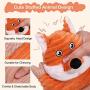 PETSVILLE Extra Long Stuffing Free Body Squeaky Plush Dog Toy Pet Chew Toys with Cute Animal Design (2 Pack / Set, Fox & Cow)