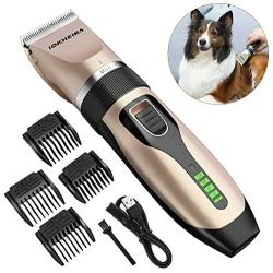 IOKHERIA Dog Grooming Clippers,Professional USB Rechargeable Cordless Dog Clippers Kit,Heavy Duty 12V High Power Low Noise Dog Hair Clippers with LED Display for Large Dogs, Cats, and Other Pets