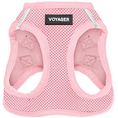 Best Pet Supplies Voyager Step-in Air Dog Harness - All Weather Mesh, Step in Vest Harness for Small and Medium Dogs, Pink (Matching Trim), M (Chest: 16-18'') (207-PKW-M)