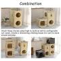 S-Lifeeling Wooden Cat House with Hammock Stackable Collapsible Cat Kity Cube Room Splicing Cat Climbing Combination