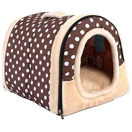 Obundi Winter 2-in-1 Covered Cat Bed Portable Indoor Pet House Unique Cozy Plush Foldable Small Dog House 7 Colors Obundi Winter 2-in-1 Covered Cat Bed Portable Indoor Pet House Unique Cozy Plush Foldable Small Dog House 7 Colors