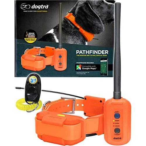 Dogtra Pathfinder Dog Remote Training and GPS Tracking Collar - 9 Mile Range, Sports Upland Hunting, Waterproof Receiver, Rechargeable, Static, Audible Tone, PetsTEK Trainer Clicker - Orange Edition