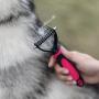 Pet Grooming Tool - 2 Sided Undercoat Rake for Cats & Dogs - Safe Dematting Comb for Easy Mats & Tangles Removing - No More Nasty Shedding and Flying Hair