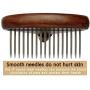HOP Home of Paws Metal Dog Comb for Grooming Long Hair Cats & Dogs - Pet Steel Deshedding Rake Pin Brush Dog Rake, Lotus Wood