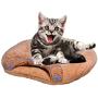 QUMY Cat Sleeping Bag Warm Soft Puppy Cat Bed Cave Igloo Nest Brown (21.5 18.8 5.1 )
