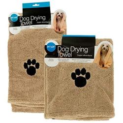 Set of 2 Super Absorbent Dog Drying Towels with Paw Prints - 1 Large, 1 Medium