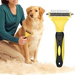 Nado Care Pet Dematting Comb, Dogs and Cats Grooming Brush Tool, 2 Sided Steel Rake for Small Medium and Large Breeds with Medium or Long Hair, Remove Undercoat Mats Tangles (Regular 12+23 Teeth)