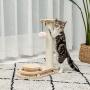 Made4Pets Wooden Cat Scratching Post Cat Scratcher Toy Two-Layer Cat Turntable with Interactive Balls and Dangling Ball