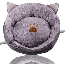 MJEMS Dog Cosy Bed Pets Cat Ear Shape Cartoon Bed, Washable，Winter Warm House,Universal Pet House for Dog，Cat（Grey）