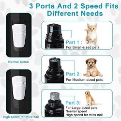 Dog Nail Grinder, Low Noise 2-Speed Pet Nail Grinder Dog Nail Trimmer 3 Ports Electric Rechargeable Painless Paws Grooming & Smoothing for Small Medium Large Dogs & Cats
