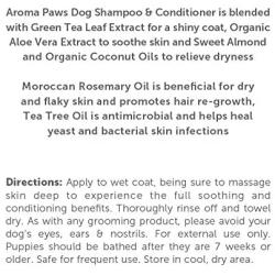 Aroma Paws Dog Shampoo – Cleansing Wash, Conditioning, Moisturizing – Toxin Free, Healthy Ingredients – Aromatic Grooming Puppy Shampoo – Tearless Cleaner, Rosemary Tea Tree