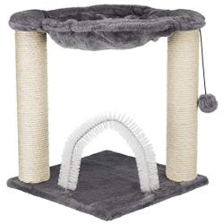 Royal Pet Club Baza Scratching Post, Gray, with Hammock, Brush Scratcher, Dangling Pom-Pom