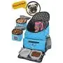 Mobile Dog Gear, Dog Travel Bag, Deluxe Quilted Weekender Backpack, Includes Lined Food Carriers and 2 Collapsible Dog Bowl