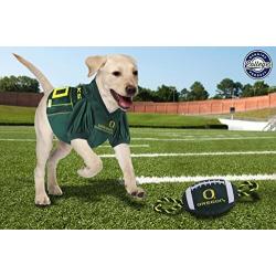 Pets First NCAA Oregon Ducks Football Dog Toy, Tough Quality Nylon Materials, Strong Pull Ropes, Inner Squeaker, Collegiate Team Color