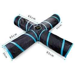 beststar 4 Way Cat Tunnel, Large Indoor Outdoor Collapsible Pet Toy Crinkle Tunnel Tube with Storage Bag for Cat, Dog, Puppy, Kitty, Kitten, Rabbit #81266