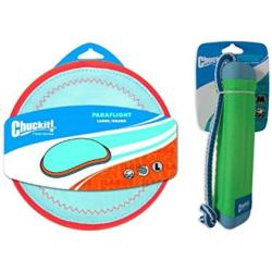 ChuckIt! Water Exercise Toy Bundle for Dogs with ChuckIt! Medium Amphibious Bumper Floating Fetch Toy and ChuckIt! Large Paraflight Toy