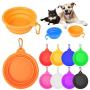 PROLOSO 9 Pcs Collapsible Dog Bowl Foldable Expandable Silicone Cup Dish for Pet Cat Food Water Feeding Portable Travel Bowl with Carabiner