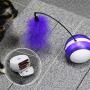 ocijf179 Cat Toy LED Light Electrical Feather Ball Pet Cats Kitten Teaser Stick Interactive Toy - Orange White