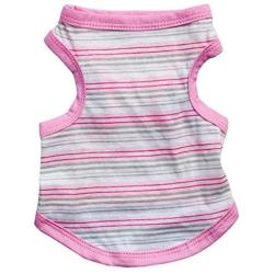 Ollypet Pink Shirt for Small Pets Dog Clothes Striped Tank Top Cotton Summer Apparel Chihuahua