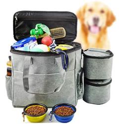 Gimehome Dog Travel Bag Airline Approved Travel Set for Dogs of Stores All Your Dog Accessories - Includes Travel Bag, 2X Food Storage Containers and 2X Collapsible Dog Bowls