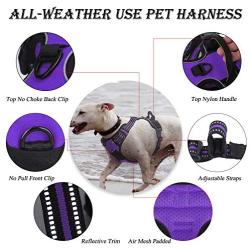 Dog Harness, No-Pull Pet Harness with a Matching dog Leash - Breathable Chest Padded Mesh Adjustable Reflective Dog Vest, Front/Back Leash Clips and Easy Control Handle for Outdoor Walking Training