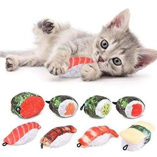 Catnip Toys, 8 Pack Fluffy Cat Teething Chew Toy, Bite Resistant Cat Chew Toy, Catnip Filled Sushi Roll, Replacements For Cat Wand Toy, Cat Lovers Interactive Plush Gift for Indoor Cats Kitten Kitty Catnip Toys, 8 Pack Fluffy Cat Teething Chew Toy, Bite Resistant Cat Chew Toy, Catnip Filled Sushi Roll, Replacements For Cat Wand Toy, Cat Lovers Interactive Plush Gift for Indoor Cats Kitten Kitty