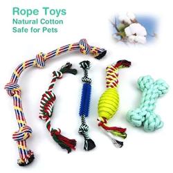 Sundrawy Dog Rope Toys Set for Puppies and Small Dog Chew Toys with Ball Bone Frisbee for Small Medium Breed Dog Teething Toys-Cotton (12 Pack, Small/Medium)
