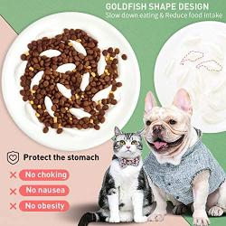 GooFoto Slow Feeder for Cat Small Dog Food Bowl Melamine Puzzle Feed Dish with Interactive Goldfish Design, Healthy Eating Diet Pet Bowl, Anti Vomiting Anti Gulping Against Bloat, Indigestion, Obesity