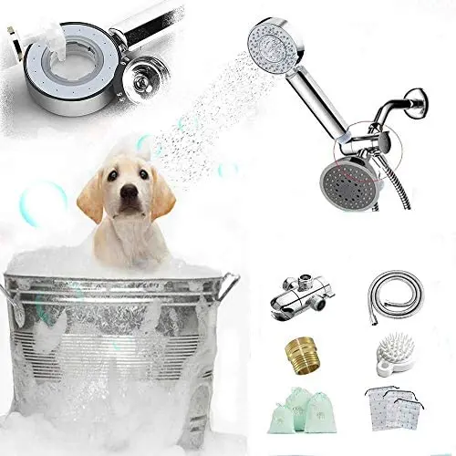 AMEMEWA Pet Shower Sprayer Attachment Set, Automatic Bubble Sprayer Sink Hose Dog Bath Baby Shower with Massager Brush Adaptor 100 inch Hose AMEMEWA Pet Shower Sprayer Attachment Set, Automatic Bubble Sprayer Sink Hose Dog Bath Baby Shower with Massager Brush Adaptor 100 inch Hose