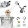 AMEMEWA Pet Shower Sprayer Attachment Set, Automatic Bubble Sprayer Sink Hose Dog Bath Baby Shower with Massager Brush Adaptor 100 inch Hose AMEMEWA Pet Shower Sprayer Attachment Set, Automatic Bubble Sprayer Sink Hose Dog Bath Baby Shower with Massager Brush Adaptor 100 inch Hose