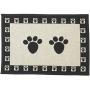 PetRageous 10209 Paws Tapestry Dog Non-Skid Machine Washable Placemat for Pet Feeding Stations with Rubber Backing 13-Inch by 19-Inch for Dogs and Cats, Black and Natural
