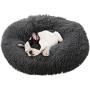 Suppeak Dog Bed Cat Bed Donut, Dog Cuddler Bed Comfortable Washable Round Dog and Cat Cushion Bed, Dark Gray, 23.6