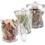 mDesign Tall Plastic Pet Storage Canister Jar with Lid - Holds Dog/Puppy Food, Treats, Toys, Medical, Dental and Grooming Supplies - Medium - 3 Pack - Clear