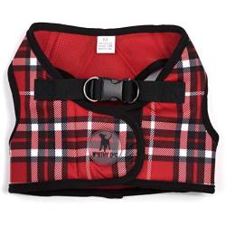 The Worthy Dog Printed Sidekick Pattern Harness with Padded Mesh Velcro Adjustable, Outdoor, Easy Walk Vest for Small Medium Large Dogs, Red Color