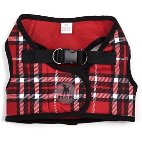 The Worthy Dog Printed Sidekick Pattern Harness with Padded Mesh Velcro Adjustable, Outdoor, Easy Walk Vest for Small Medium Large Dogs, Red Color
