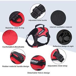 Vovodog Service Dog Harness, Adjustable No-Pull Pet Vest Harness, Comfortable Padded Dog Training Vest, Mesh Design with Hook and Handle for Small Medium Large Dogs