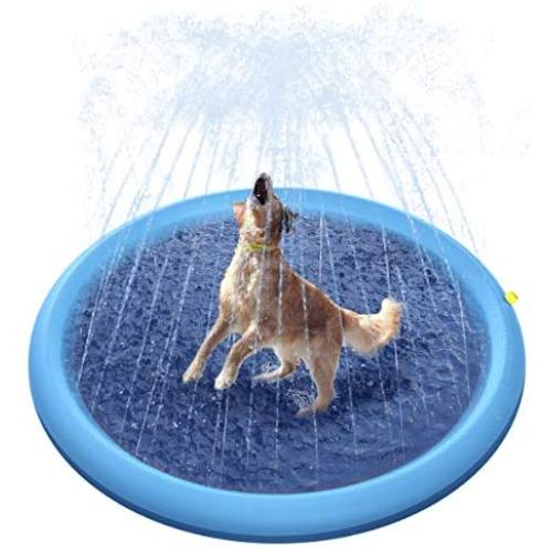 Peteast Splash Sprinkler Pad for Dogs Kids, Dog Bath Pool Thickened Durable Bathing Tub Pet Summer Outdoor Water Toys, XL