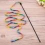 Cat Toys Cute Funny Colorful Rod Teaser Wand Plastic Pet Toys for Cats Interactive Stick Cat Supplies