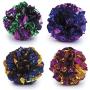 Cat Toys 4pc Assorted Colorful Furry Mice Mylar Lattice Balls Stripe Choose Pack