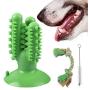 MyfatBOSS Dog Toothbrush Chew Toys, Cactus Shaped Puppy Dog Teeth Cleaning Stick with Rubber Suction Cup, Interactive Dental Toothbrush Cleaning Toys, with Dog Rope Toy & Little Cleaning Brush
