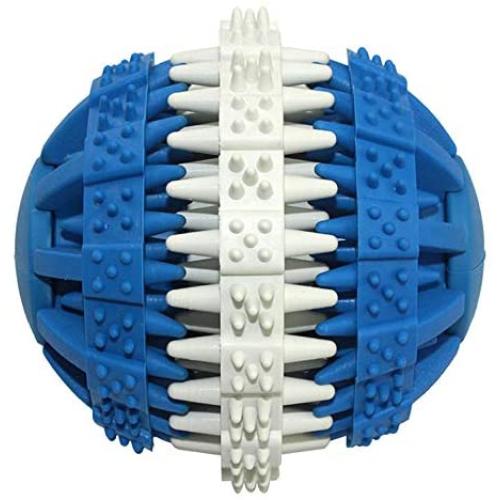 XIHONGSHIR Dog Toys Balls, Cat Dog Food Puzzle Ball, Dog Food Treat Feeder Tooth Cleaning Ball, Environmental Soft Rubber Non Toxic, Blue (2Pcs),RandomColor,7cm